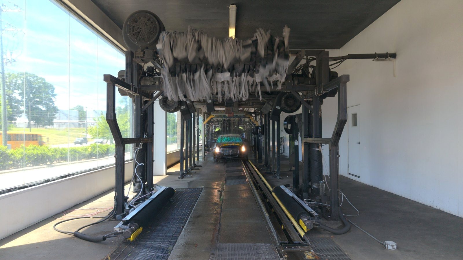 Inside the wash tunnel