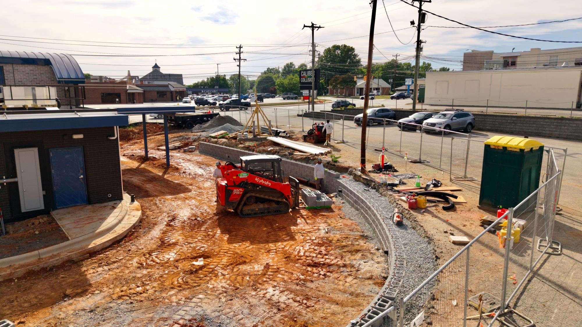 7 Brew Greensboro retaining wall, May 9 2026
