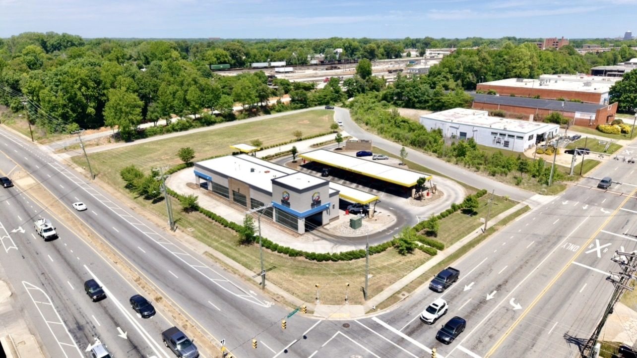 Aerial view of Zips Car Wash in Greensboro